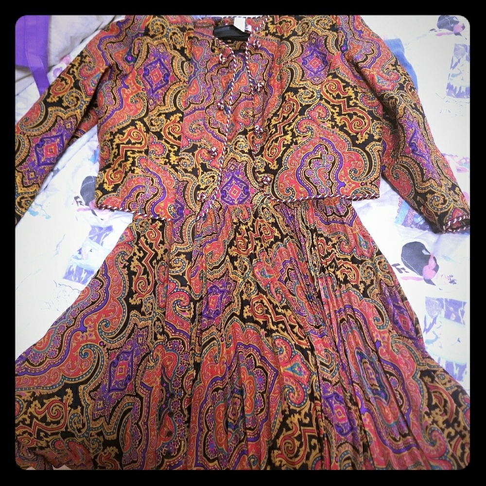 Vintage Paisley 1970's New York Dress